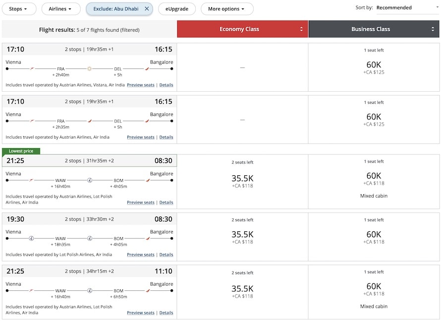 Air Canada Award Search