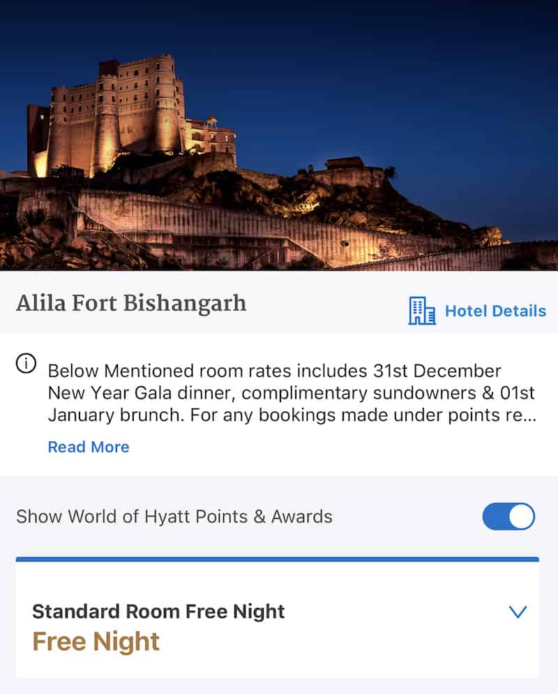 Alila Fort Bishangarh Free Night Award