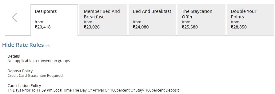 Hyatt Leverage Rate - Grand Hyatt Goa