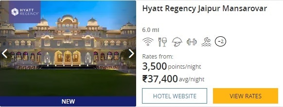 Hyatt Regency Jaipur at 3500 Points